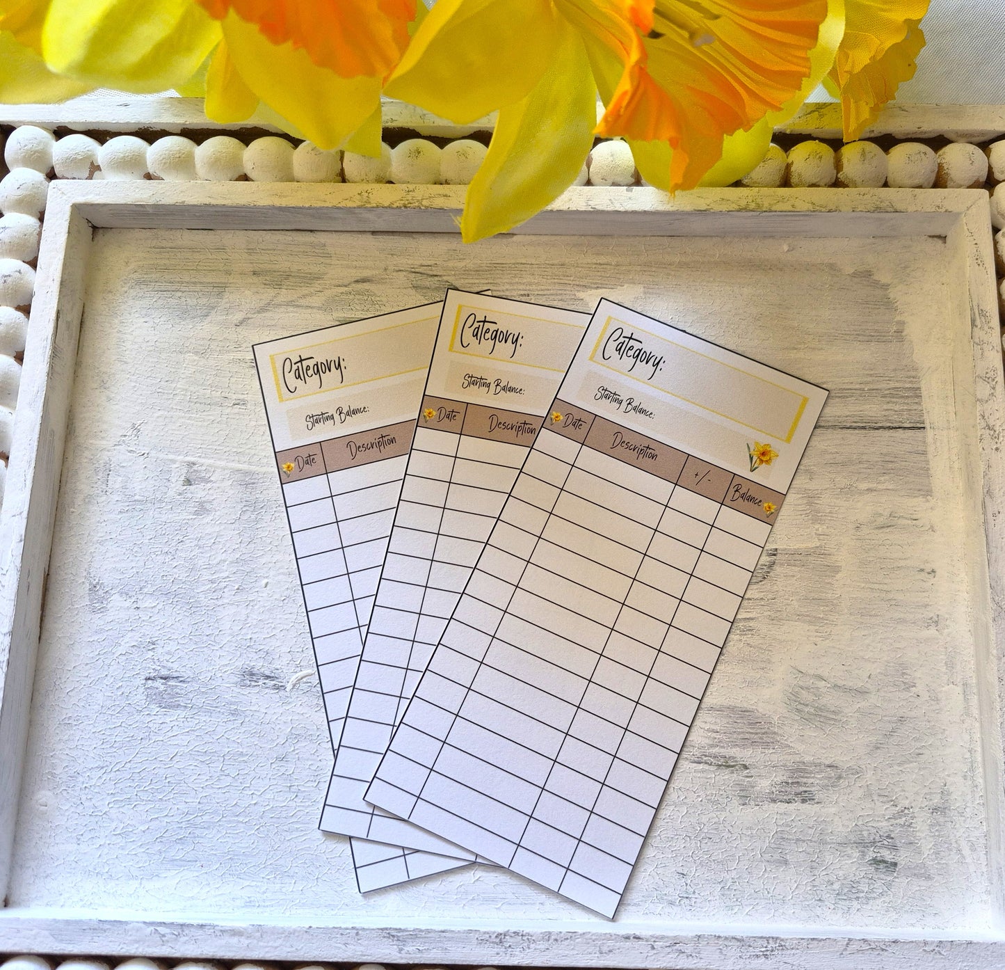 Cash Envelope Tracker Inserts | A6 Envelope Trackers | Cash Envelope Budget System | Daffodil Delight Theme