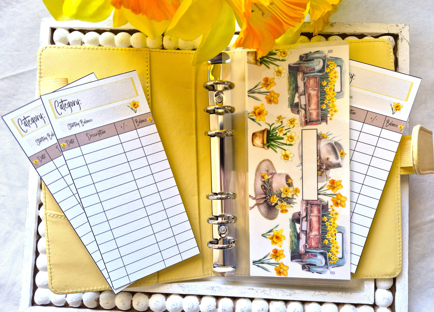Cash Envelope Tracker Inserts | A6 Envelope Trackers | Cash Envelope Budget System | Daffodil Delight Theme