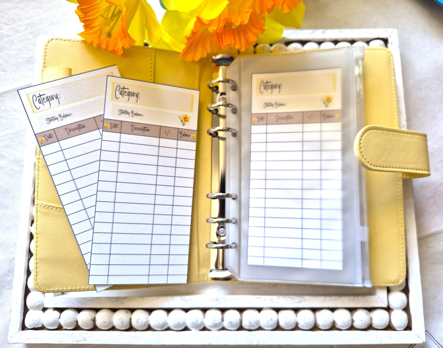 Cash Envelope Tracker Inserts | A6 Envelope Trackers | Cash Envelope Budget System | Daffodil Delight Theme