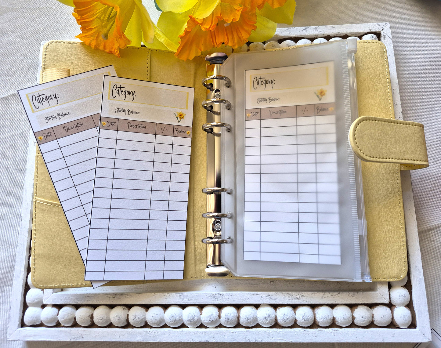 Cash Envelope Tracker Inserts | A6 Envelope Trackers | Cash Envelope Budget System | Daffodil Delight Theme