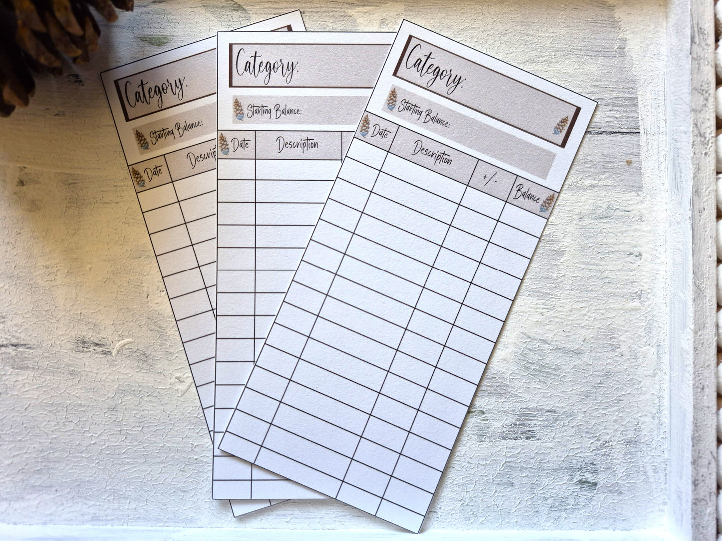 Cash Envelope Tracker Inserts | A6 Envelope Trackers | Cash Envelope Budget System | Pinecone Theme