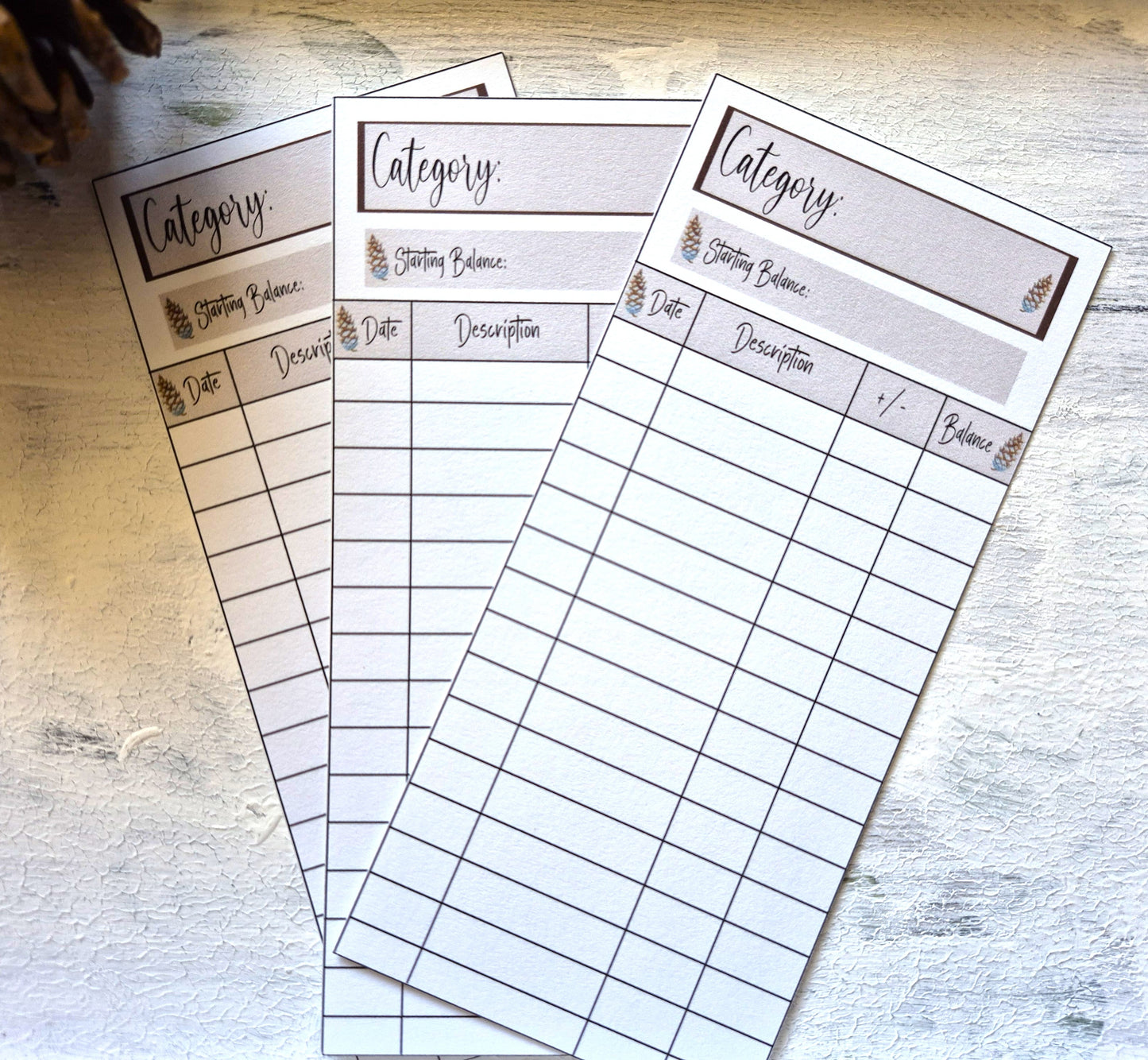 Cash Envelope Tracker Inserts | A6 Envelope Trackers | Cash Envelope Budget System | Pinecone Theme