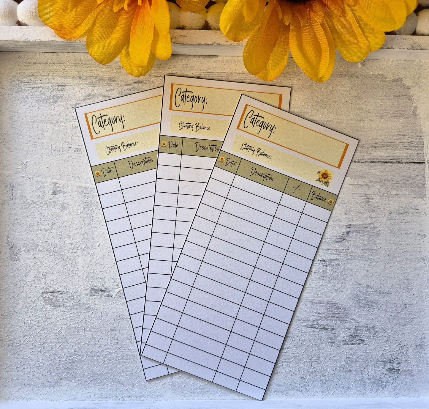 Cash Envelope Tracker Inserts | A6 Envelope Trackers | Cash Envelope Budget System | Sunflowers Theme