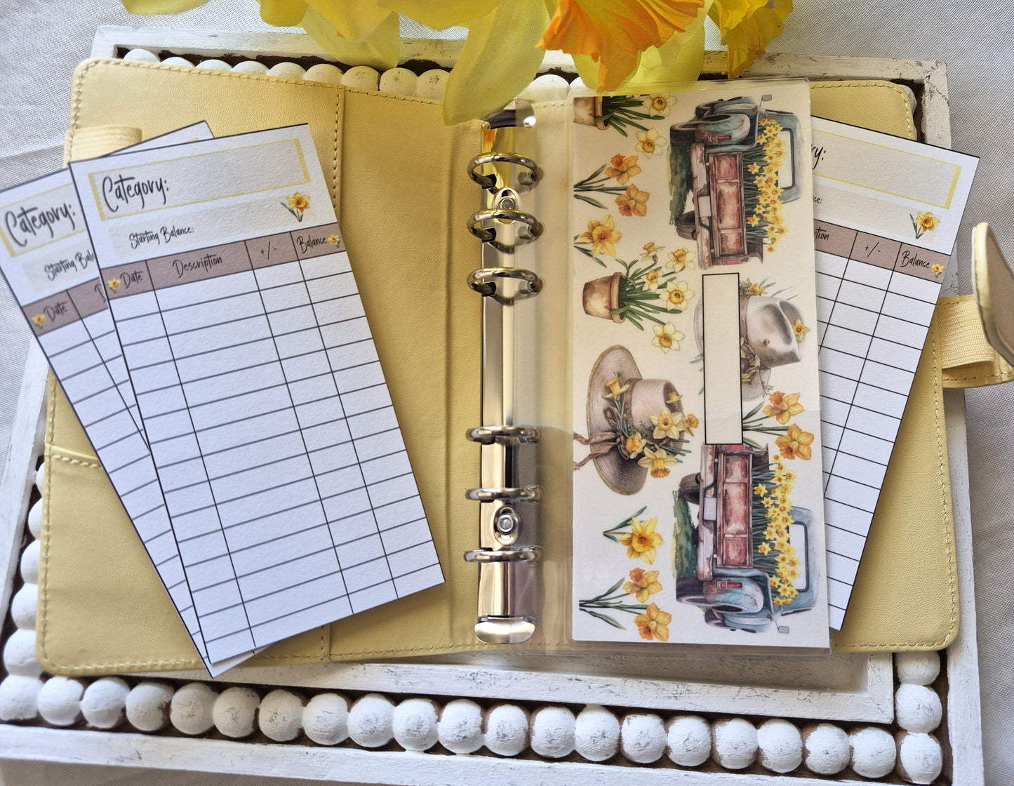 Cash Envelope Tracker Inserts | A6 Envelope Trackers | Cash Envelope Budget System | Daffodil Delight Theme
