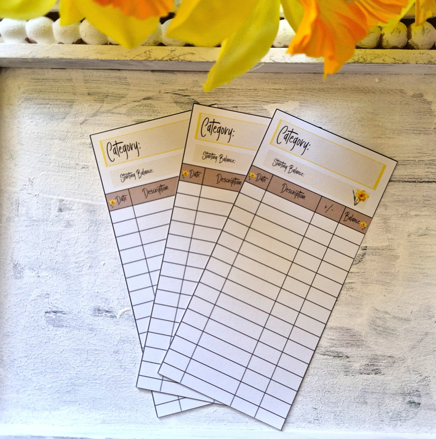Cash Envelope Tracker Inserts | A6 Envelope Trackers | Cash Envelope Budget System | Daffodil Delight Theme
