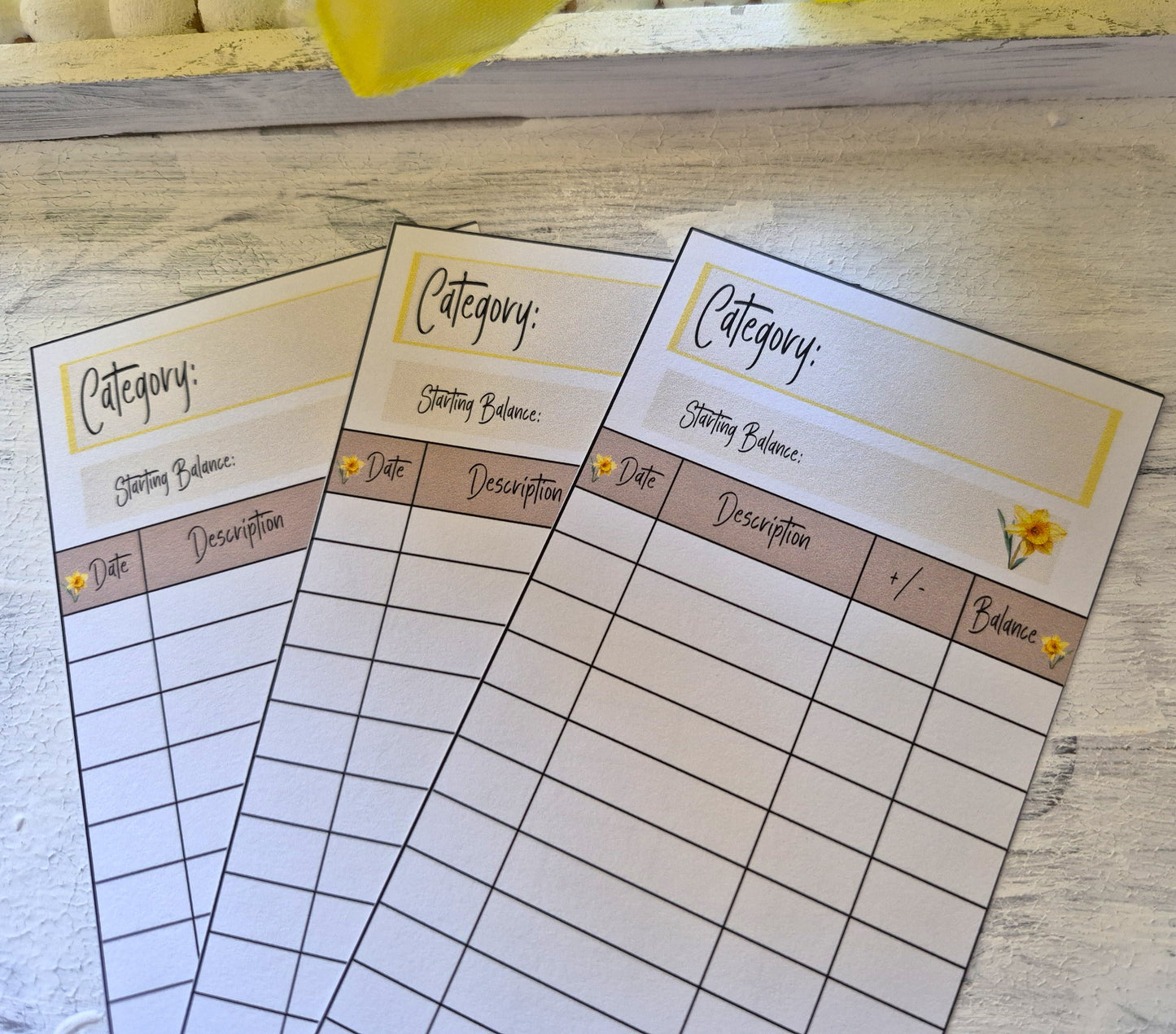 Cash Envelope Tracker Inserts | A6 Envelope Trackers | Cash Envelope Budget System | Daffodil Delight Theme