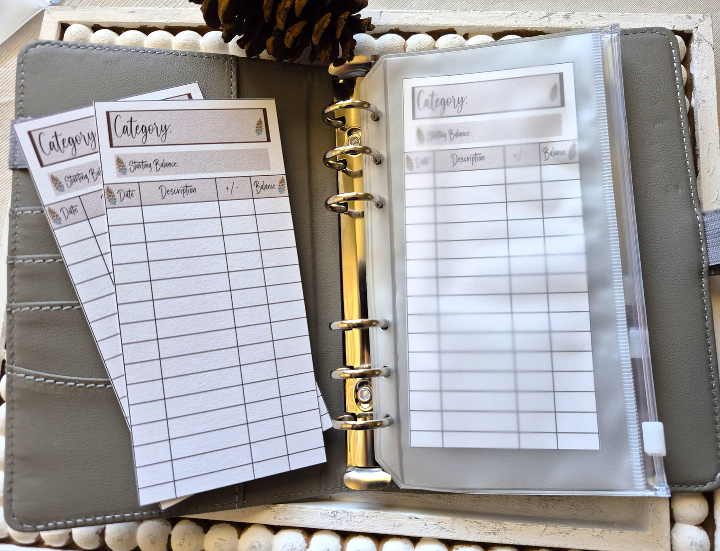 Cash Envelope Tracker Inserts | A6 Envelope Trackers | Cash Envelope Budget System | Pinecone Theme