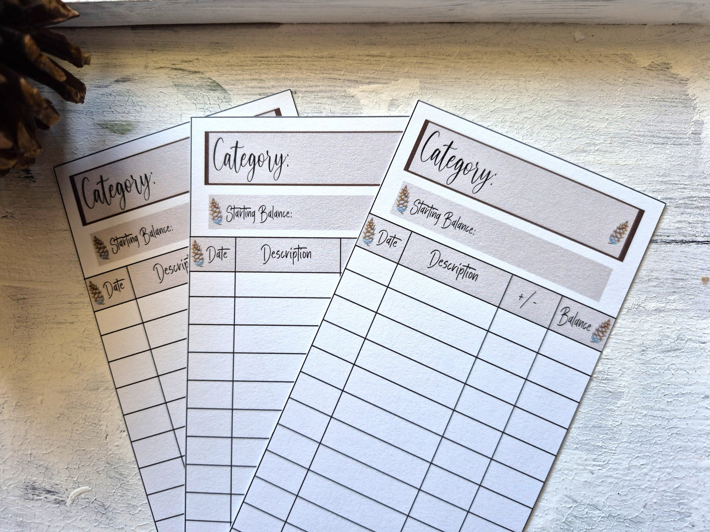 Cash Envelope Tracker Inserts | A6 Envelope Trackers | Cash Envelope Budget System | Pinecone Theme