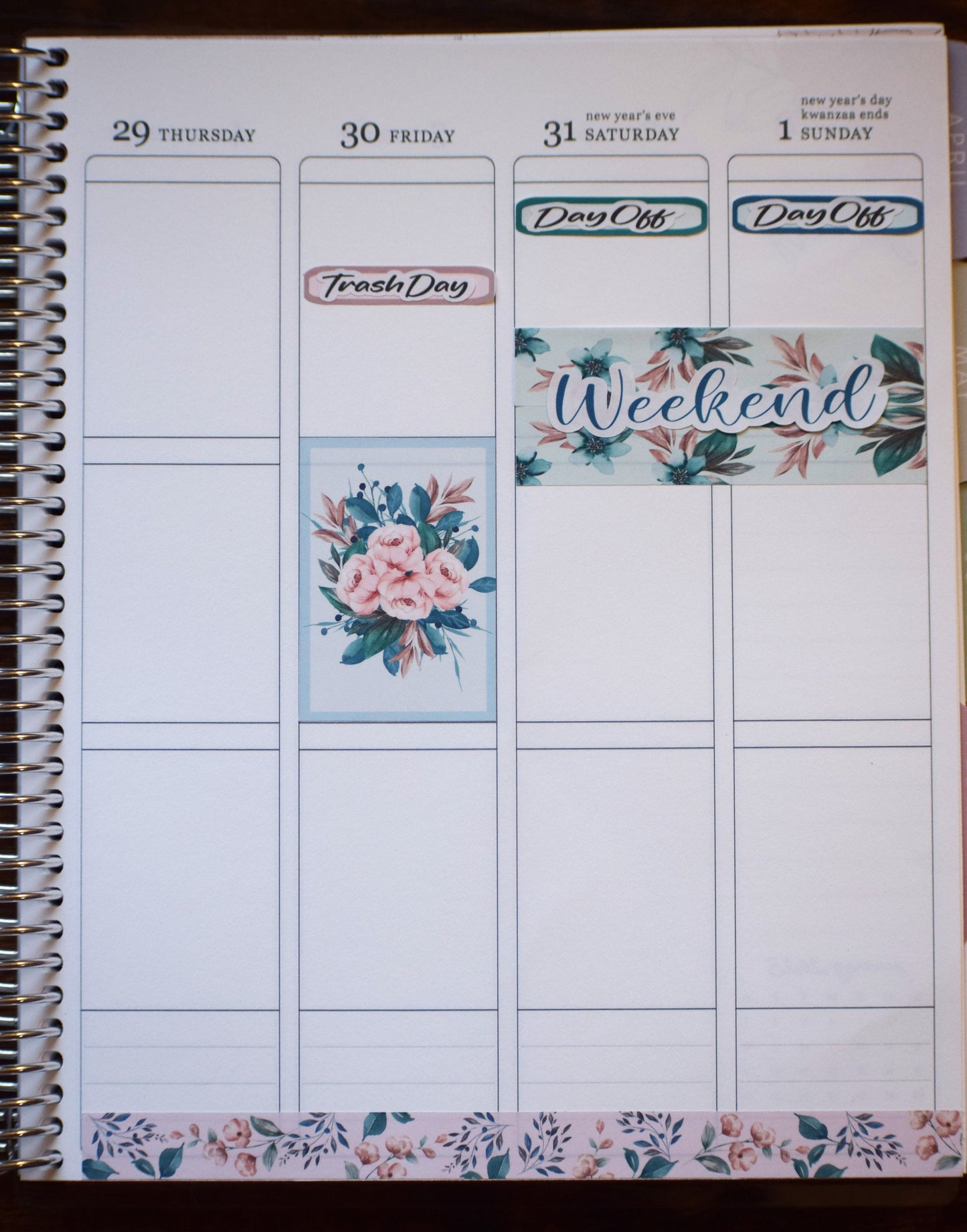 Weekly Planner Sticker Kit, #2 Blue Flowers