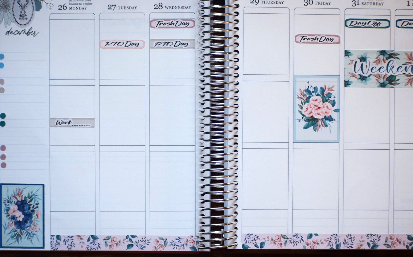Weekly Planner Sticker Kit, #2 Blue Flowers