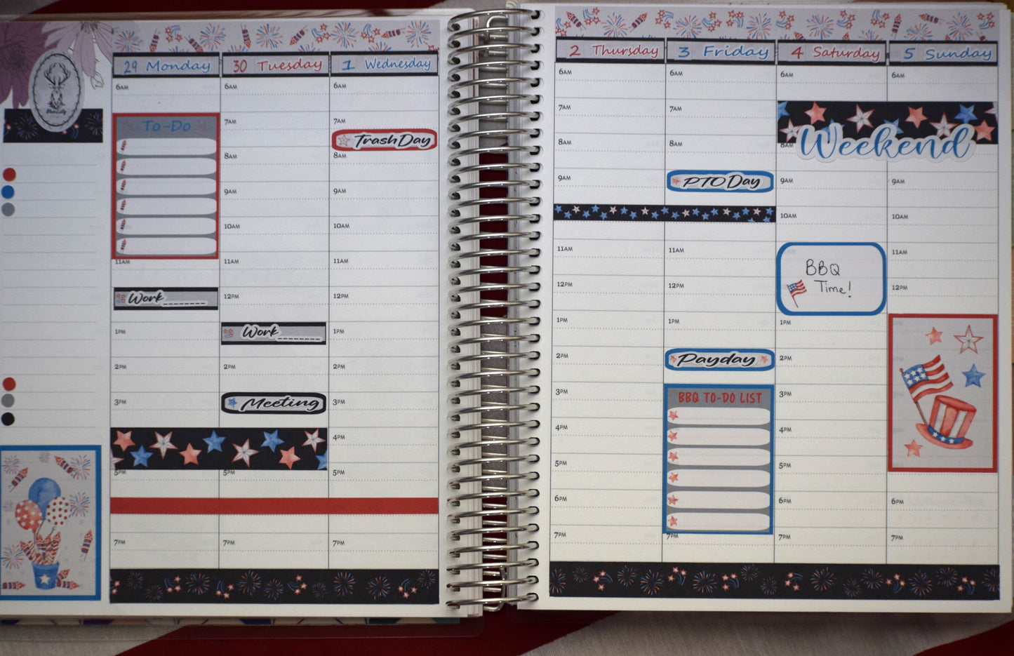 Weekly Planner Sticker Kit, #4 Red White and Blue