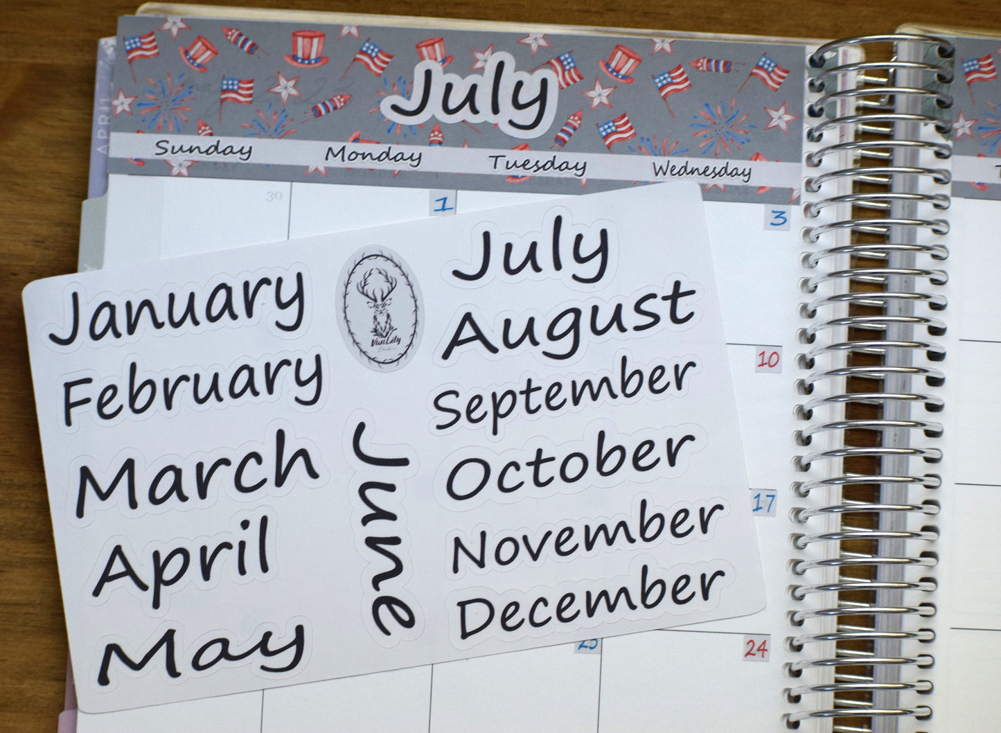 Month Script Stickers for planners