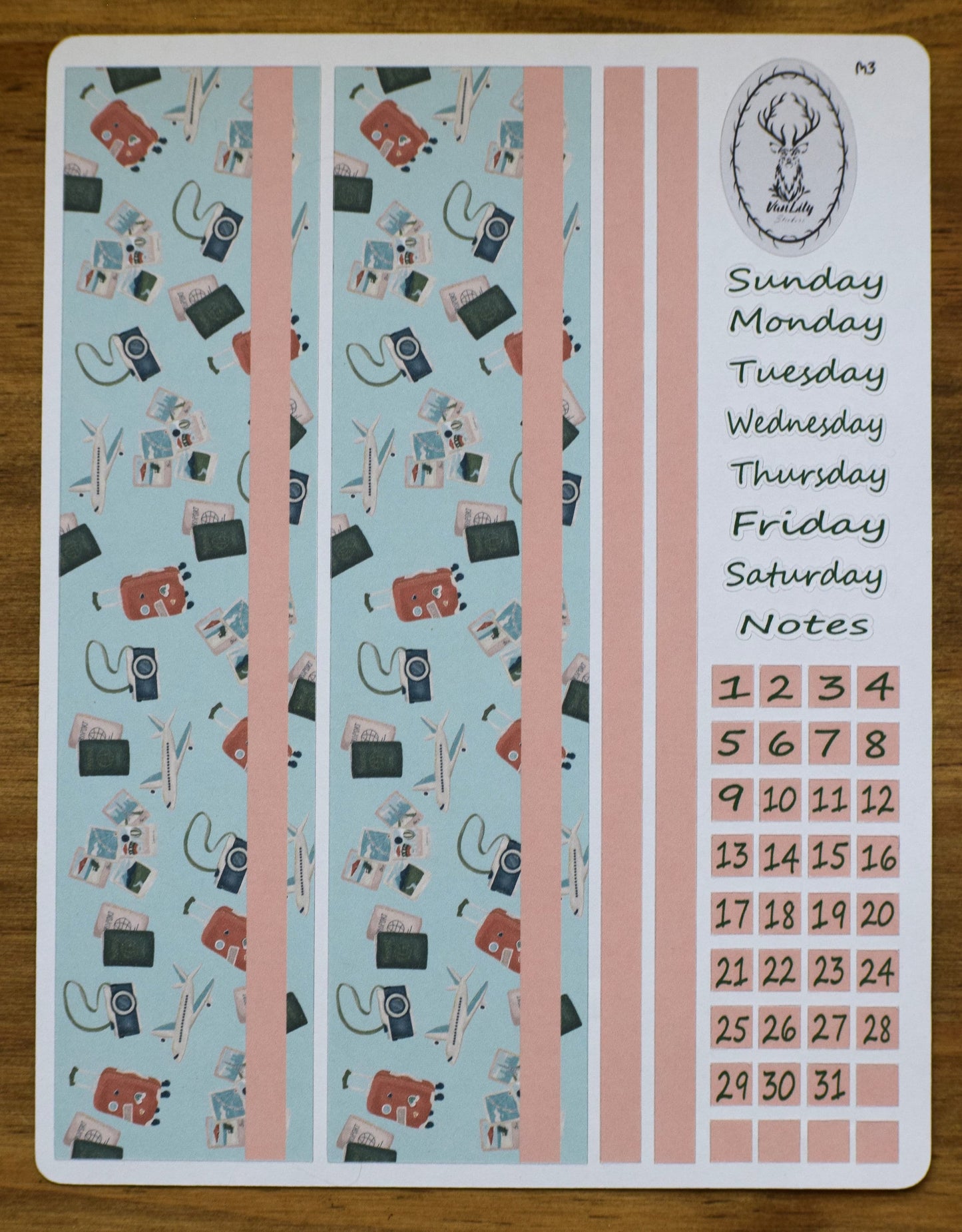 Monthly Header Planner Sticker Sheet for Erin Condren| TBM Live Rich Planners Travel Theme