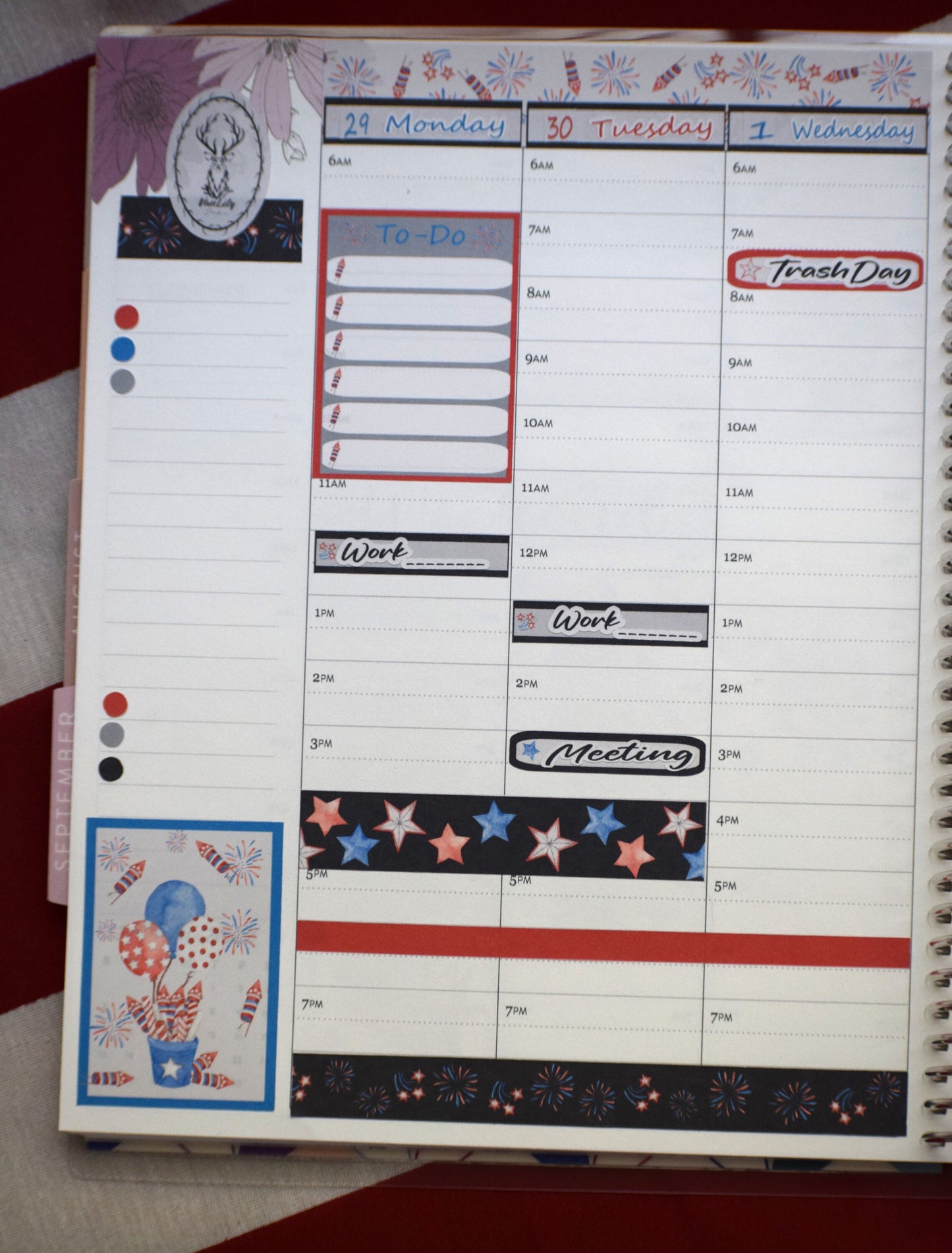 Weekly Planner Sticker Kit, #4 Red White and Blue