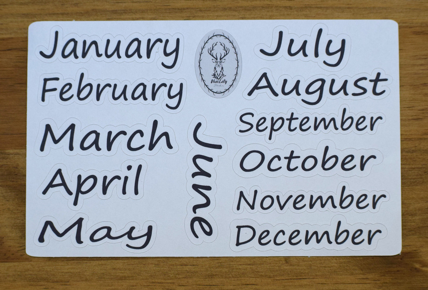 Month Script Stickers for planners