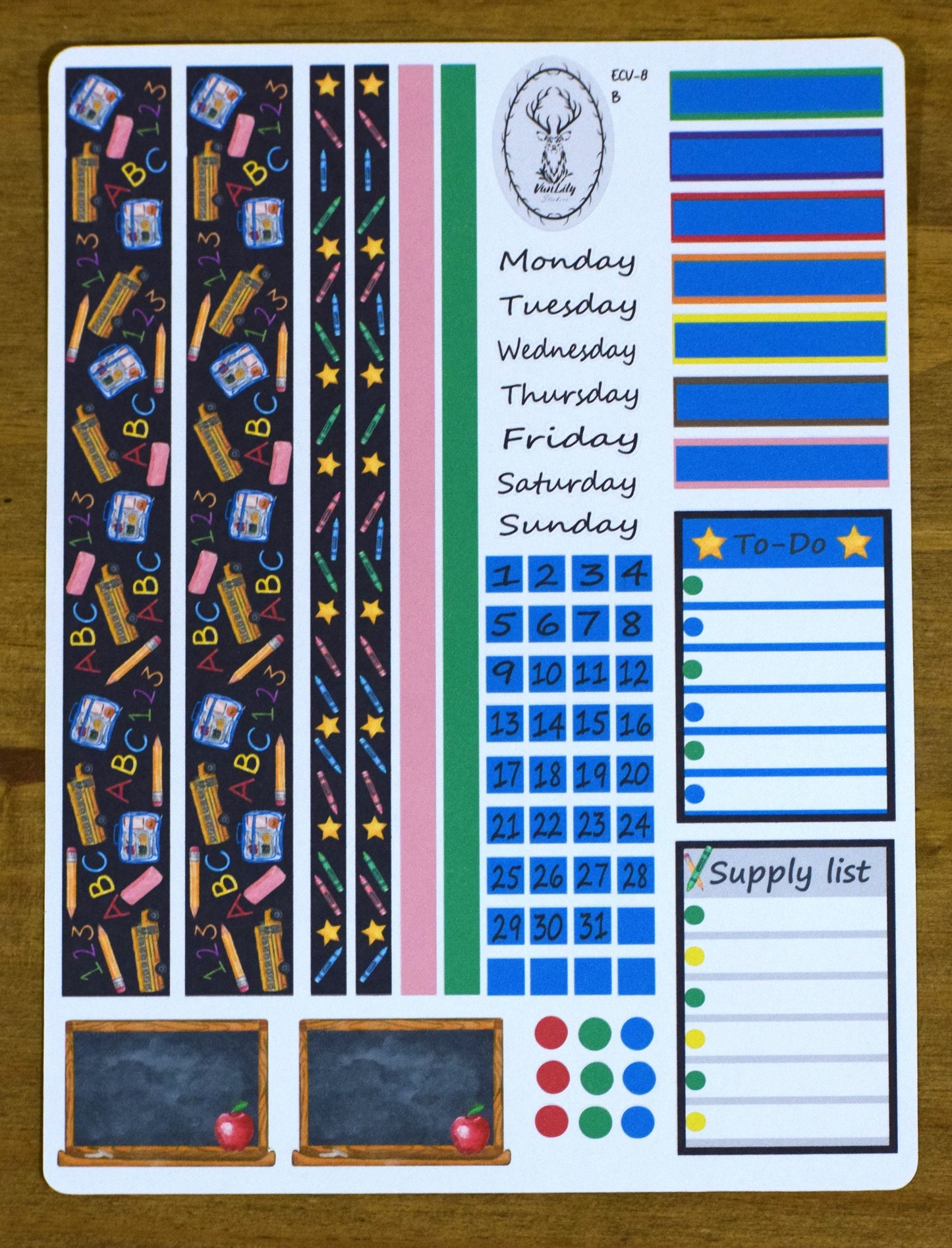 Weekly Planner Sticker Kit, #8 Back to School Kids Theme