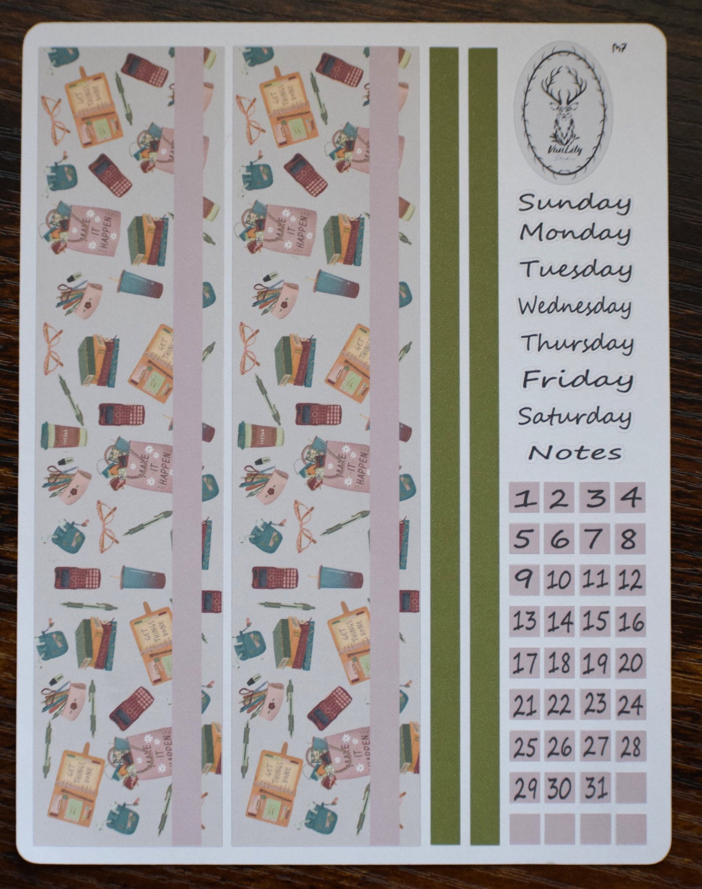 Monthly Header Sticker Sheet for Erin Condren /TBM Live Rich Planners, Back to School