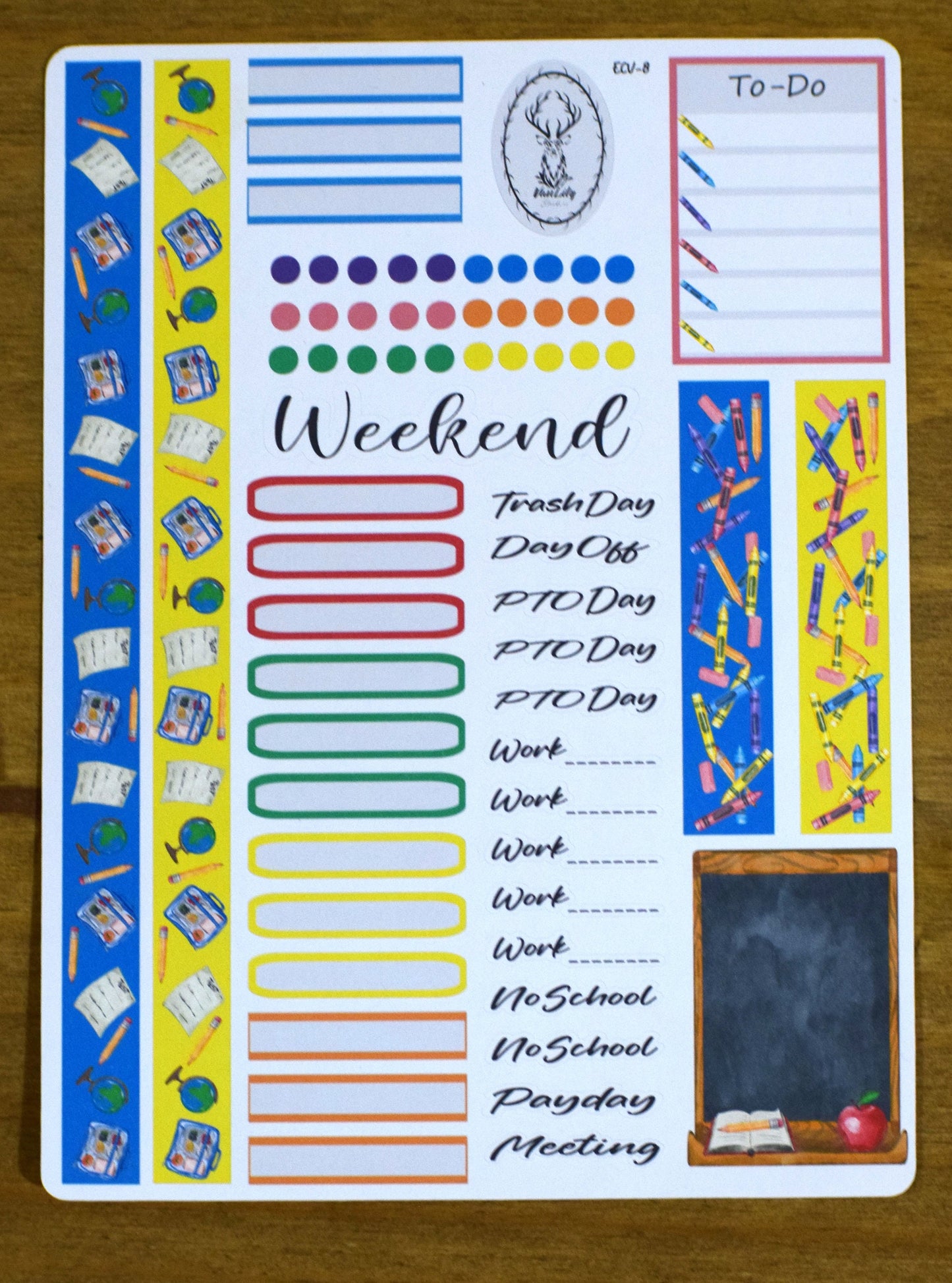 Weekly Planner Sticker Kit, #8 Back to School Kids Theme