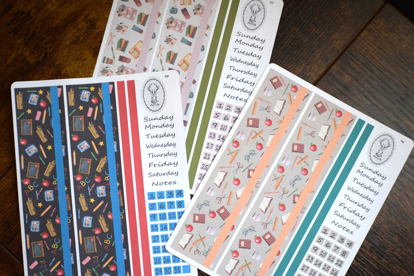 Monthly Header Sticker Sheet for Erin Condren /TBM Live Rich Planners, Back to School