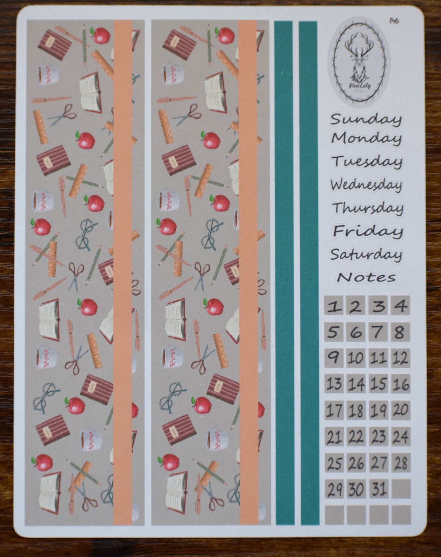 Monthly Header Sticker Sheet for Erin Condren /TBM Live Rich Planners, Back to School