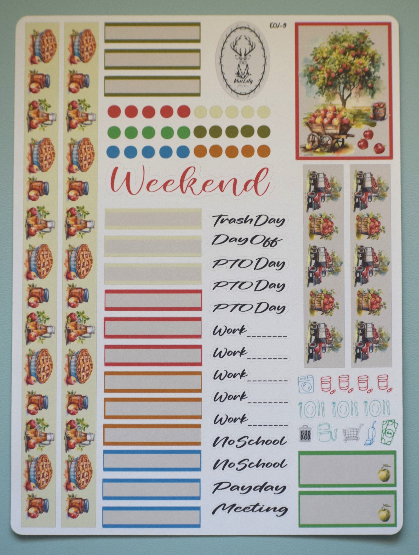 Weekly Planner Sticker Kit #11, Apple Picking Theme