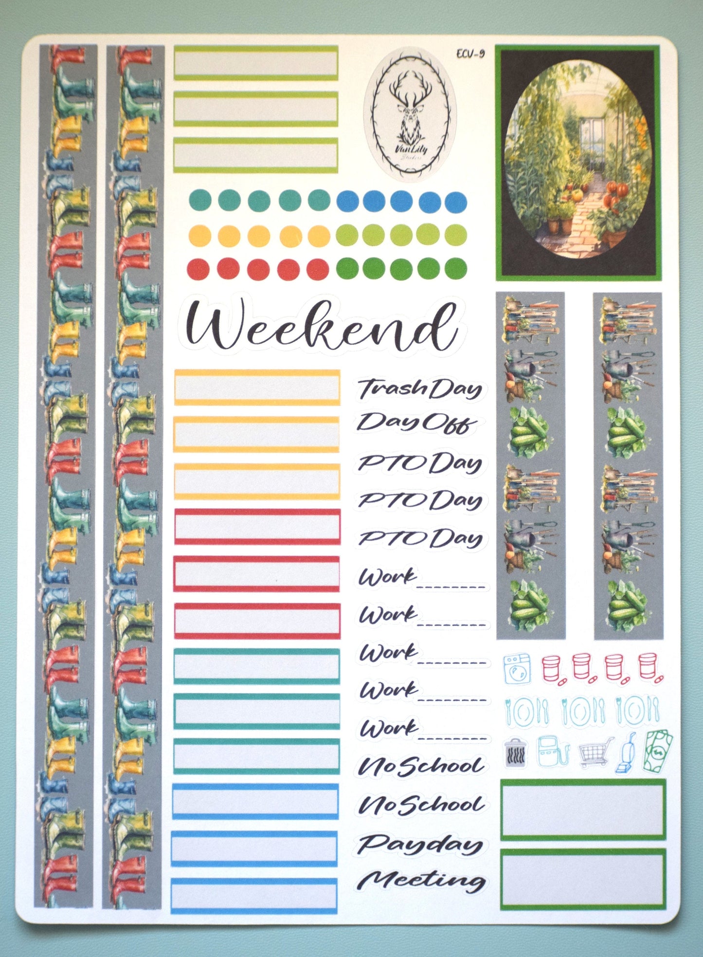 Weekly Planner Sticker Kit, #9 Garden Theme