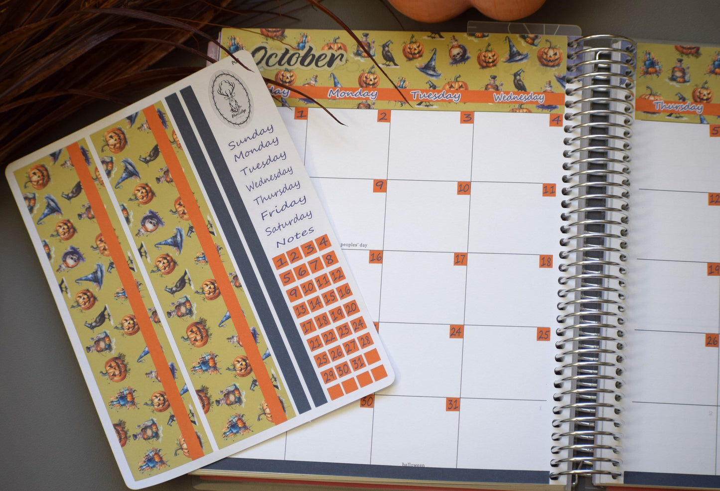 Erin Condren|TBM Monthly Header Sheet, Halloween Theme