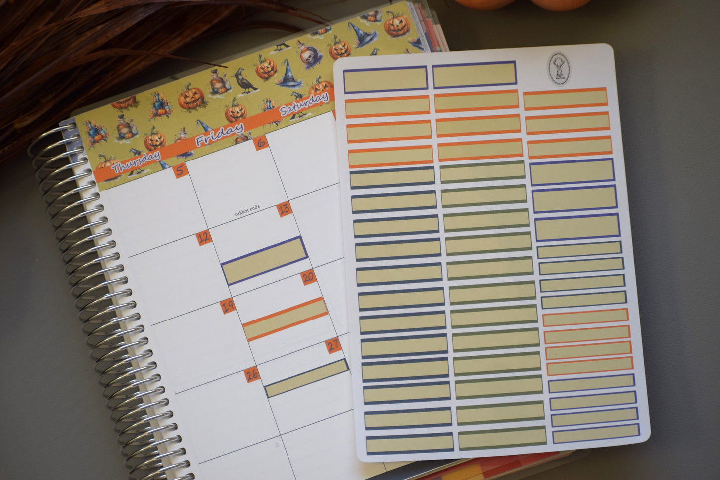 Month Labels Planner Sticker Sheet For Monthly Spread, Halloween Color Way