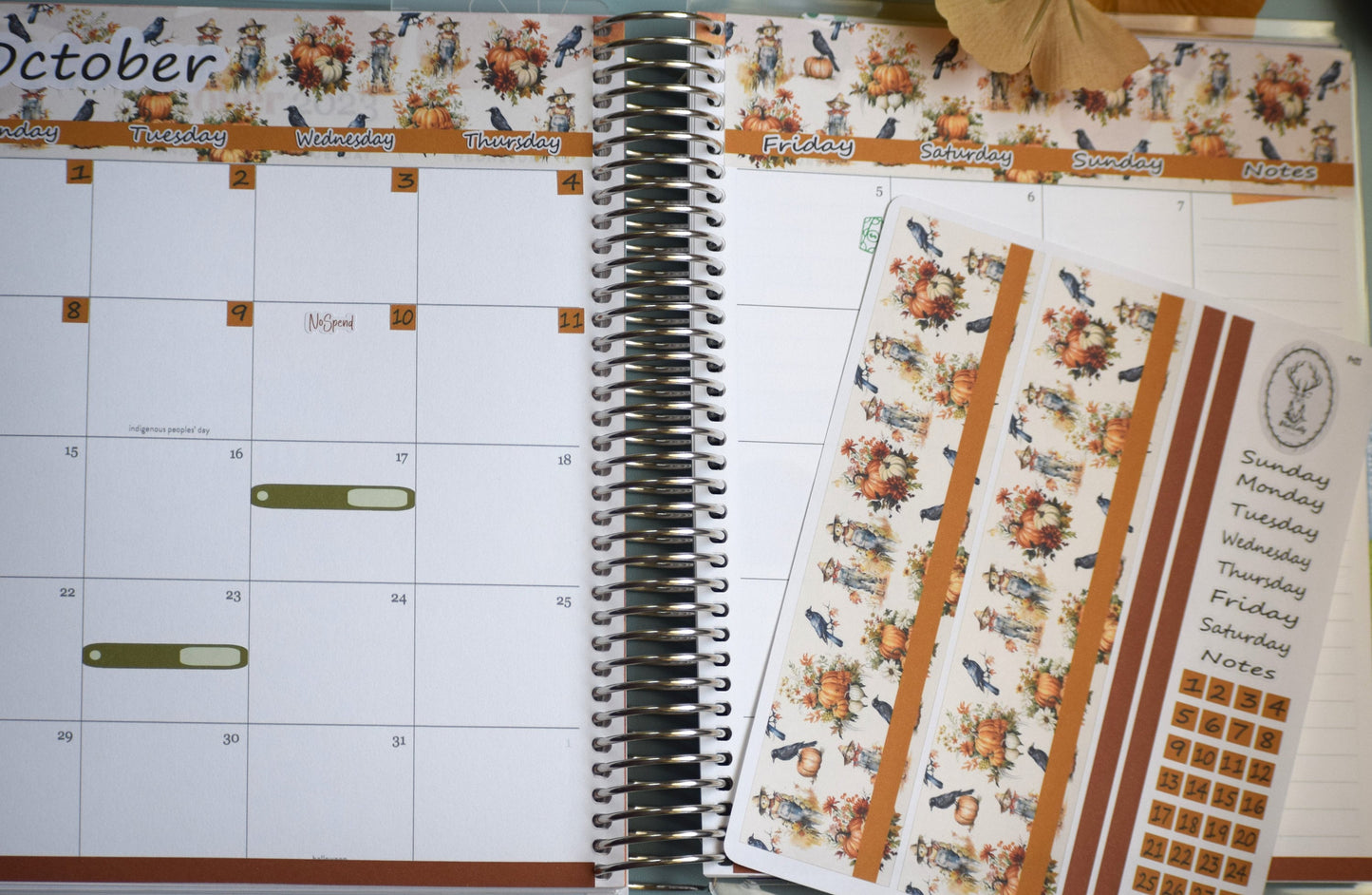 Erin Condren\TBM Monthly Header Sticker Sheet, Pumpkins and Crows