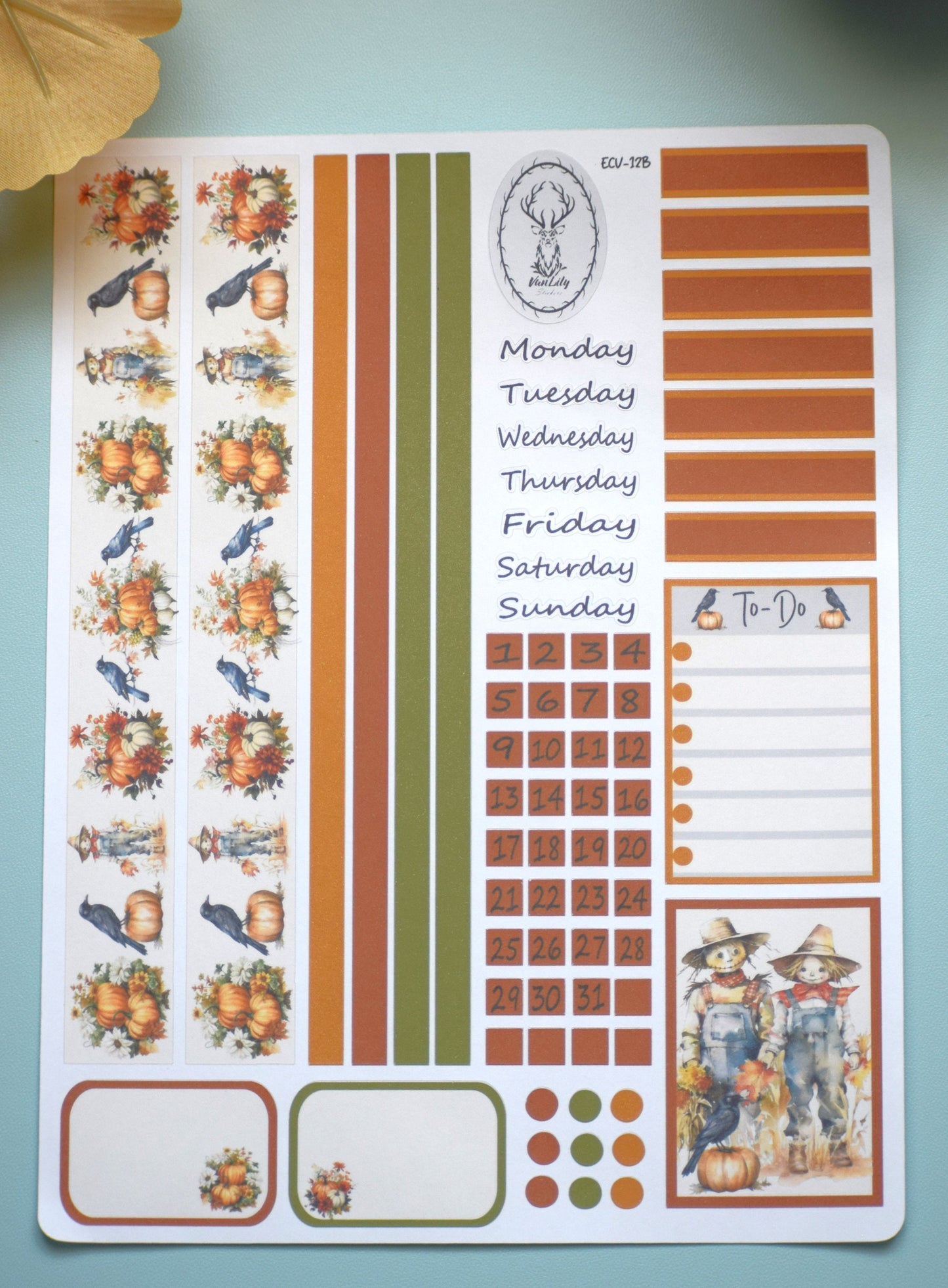 Weekly Planner Sticker Kit #12, Pumpkins and Crows