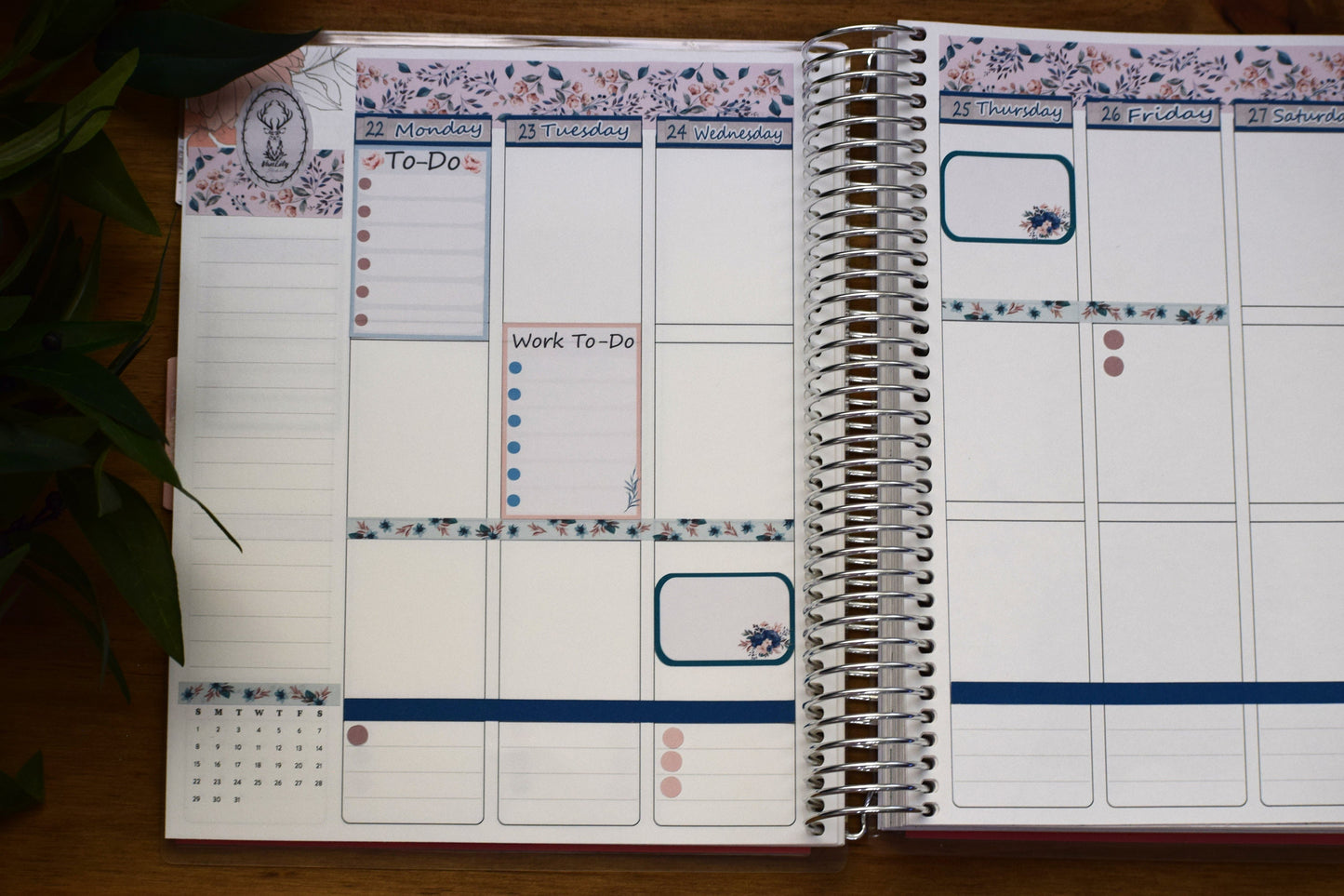 Weekly Planner Sticker Kit, #2 Blue Flowers