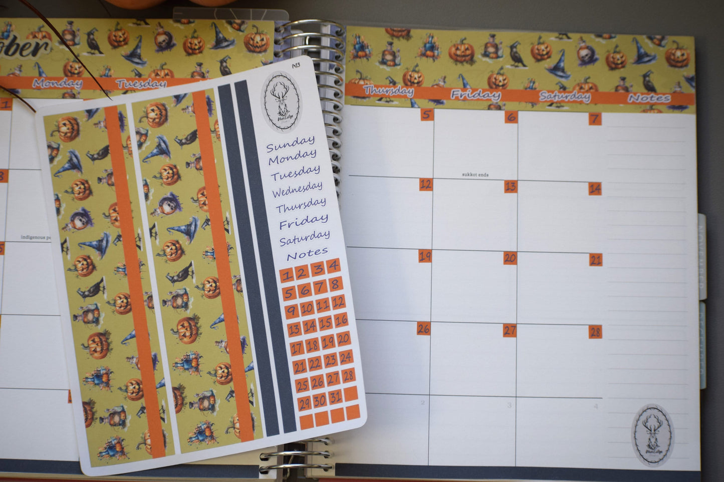 Erin Condren|TBM Monthly Header Sheet, Halloween Theme