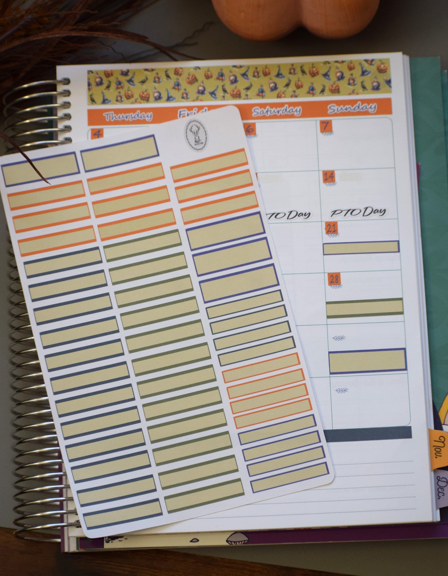 Month Labels Planner Sticker Sheet For Monthly Spread, Halloween Color Way
