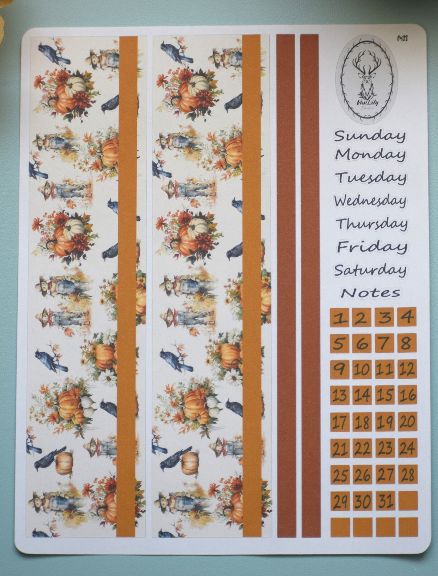 Erin Condren\TBM Monthly Header Sticker Sheet, Pumpkins and Crows