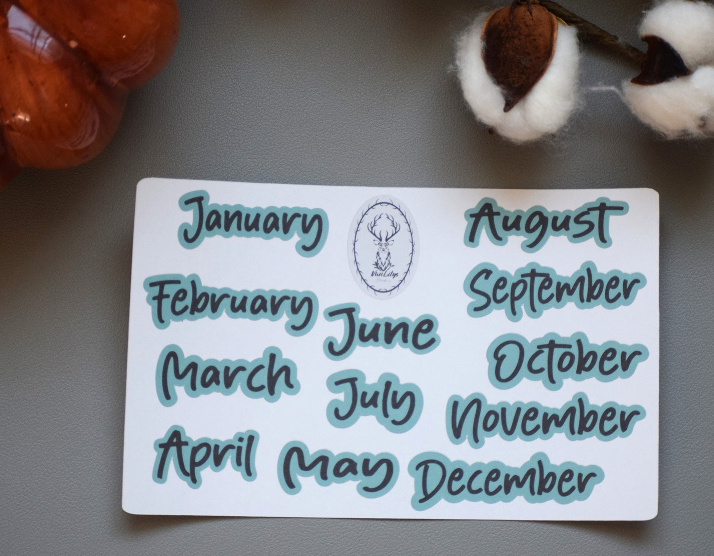 Month Script Stickers for planners