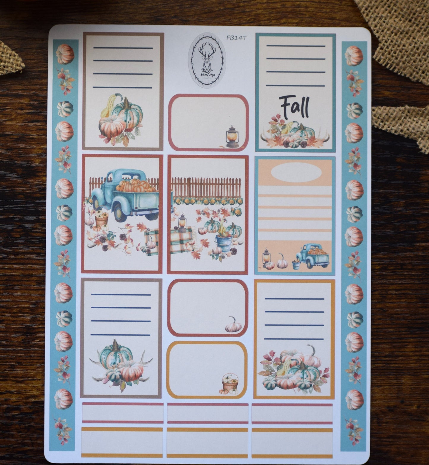 Weekly Planner Sticker Kit #14, Autumn Blue Truck