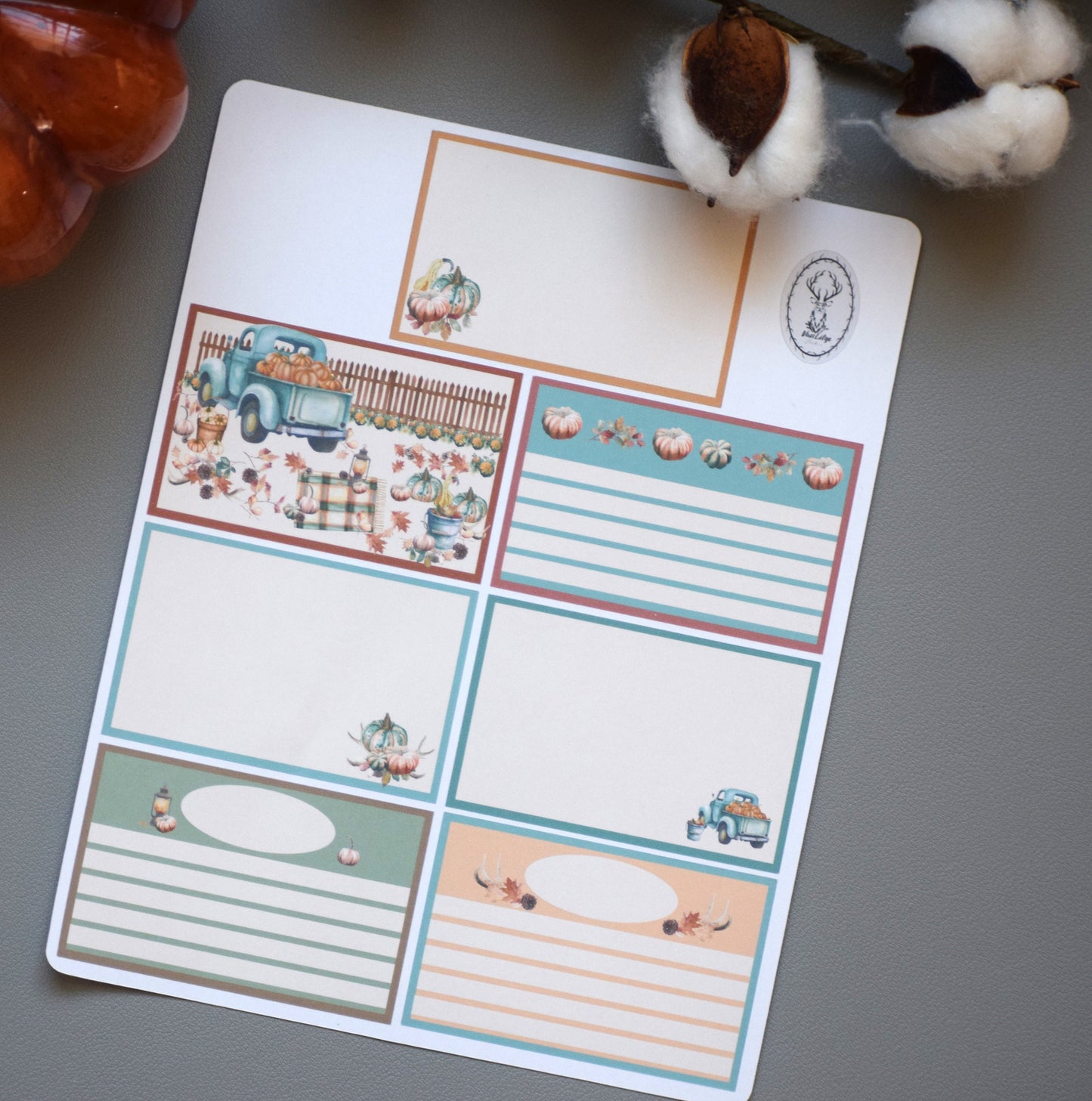 Plum Paper 7x9 Daily Weekly Planner Sticker Kit #14, Autumn Blue Truck