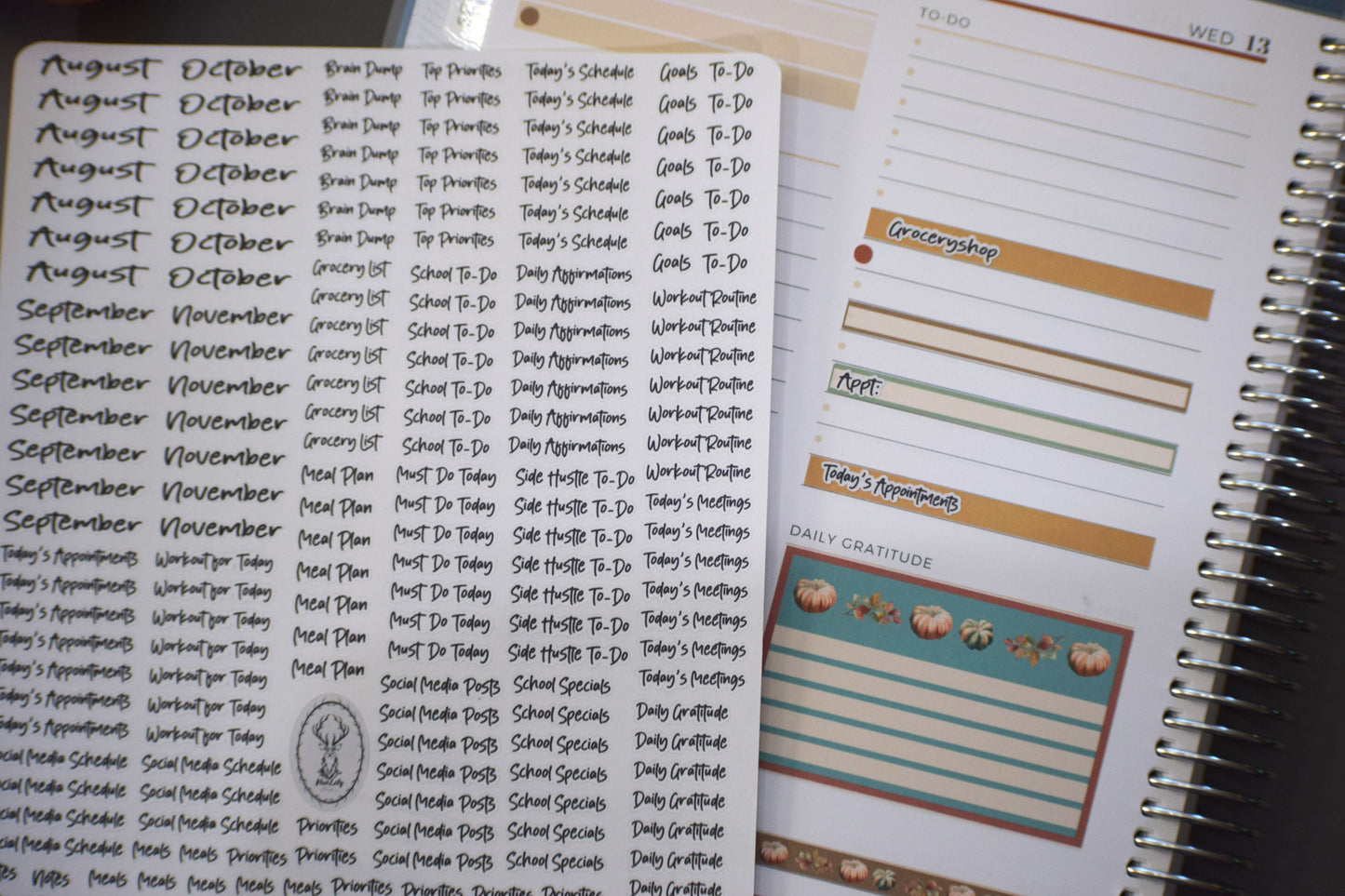 Plum Paper 7x9 Daily Weekly Planner Sticker Kit #14, Autumn Blue Truck