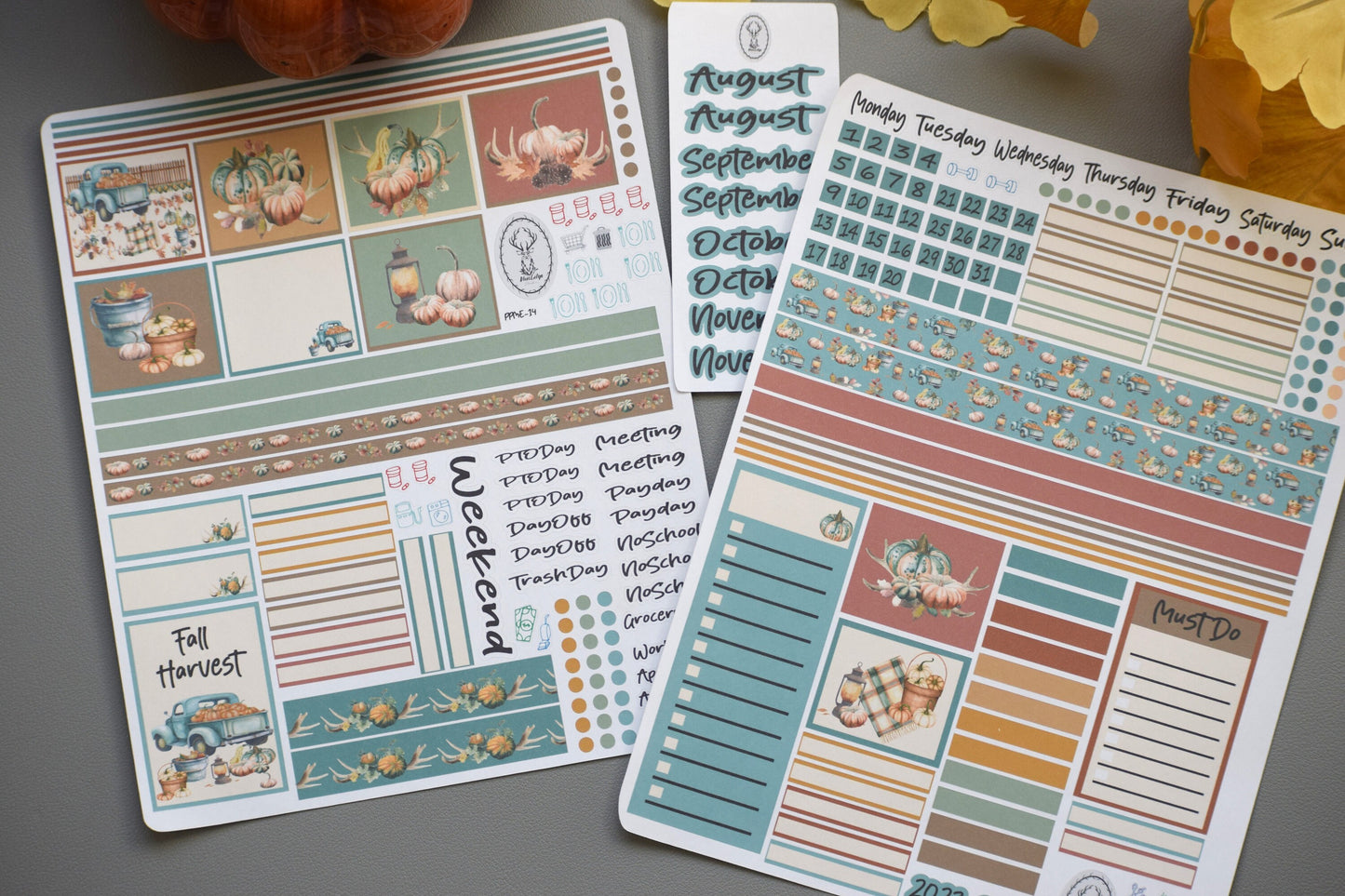 Plum Paper 7x9 ME Weekly Planner Sticker Kit #14, Autumn Blue Truck