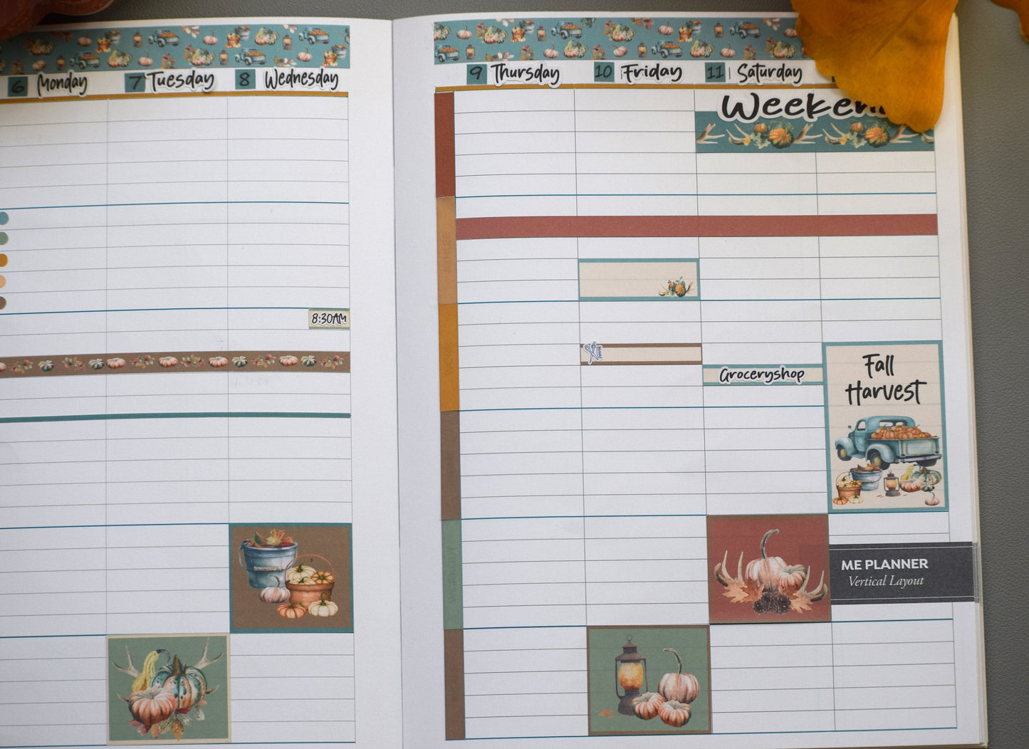 Plum Paper 7x9 ME Weekly Planner Sticker Kit #14, Autumn Blue Truck