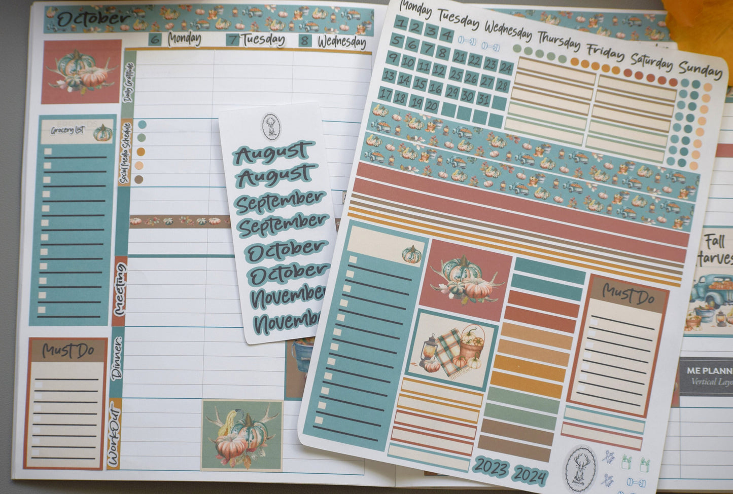Plum Paper 7x9 ME Weekly Planner Sticker Kit #14, Autumn Blue Truck