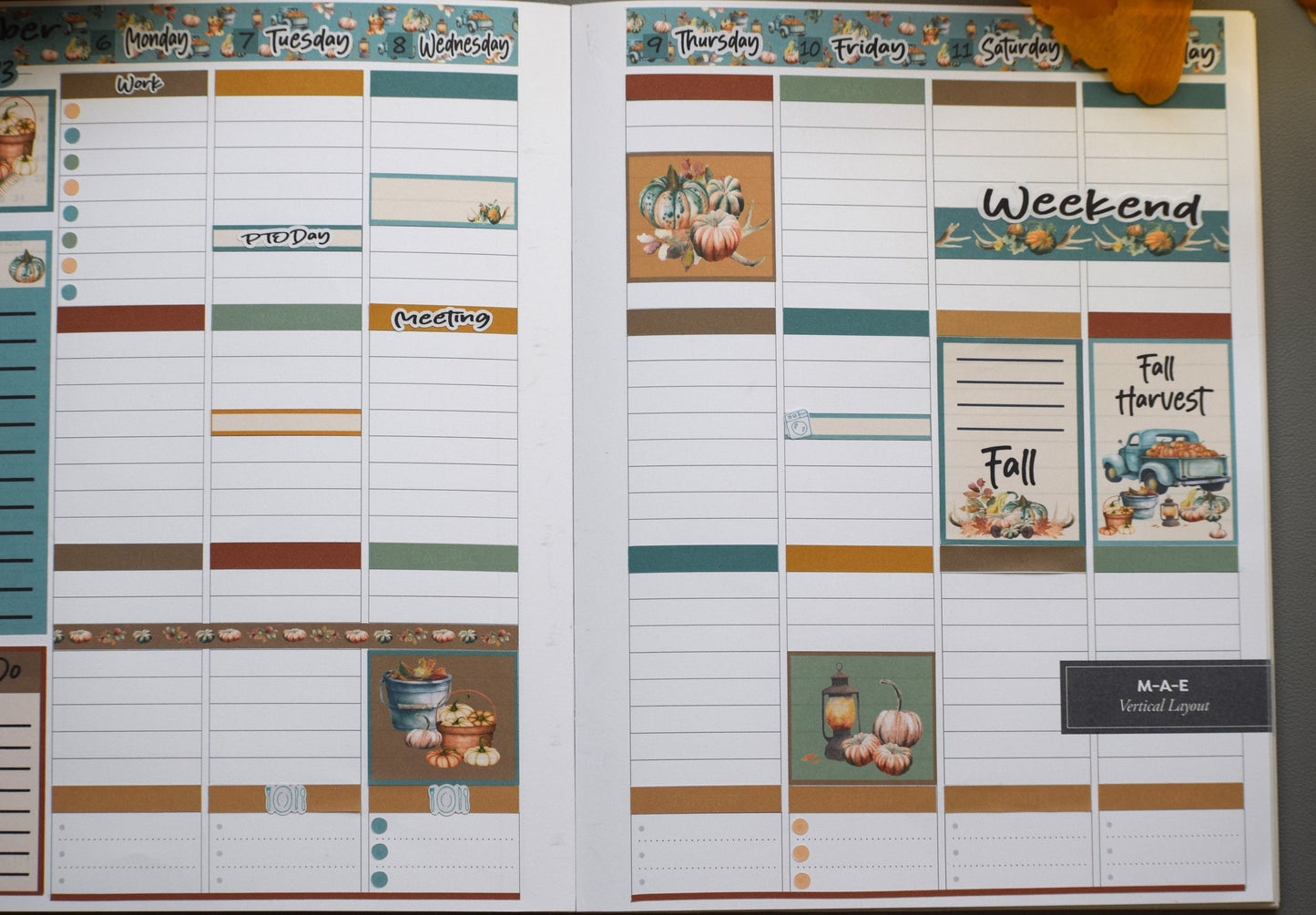 Plum Paper 7x9 MAE Weekly Planner Sticker Kit, #14 Autumn Blue Truck