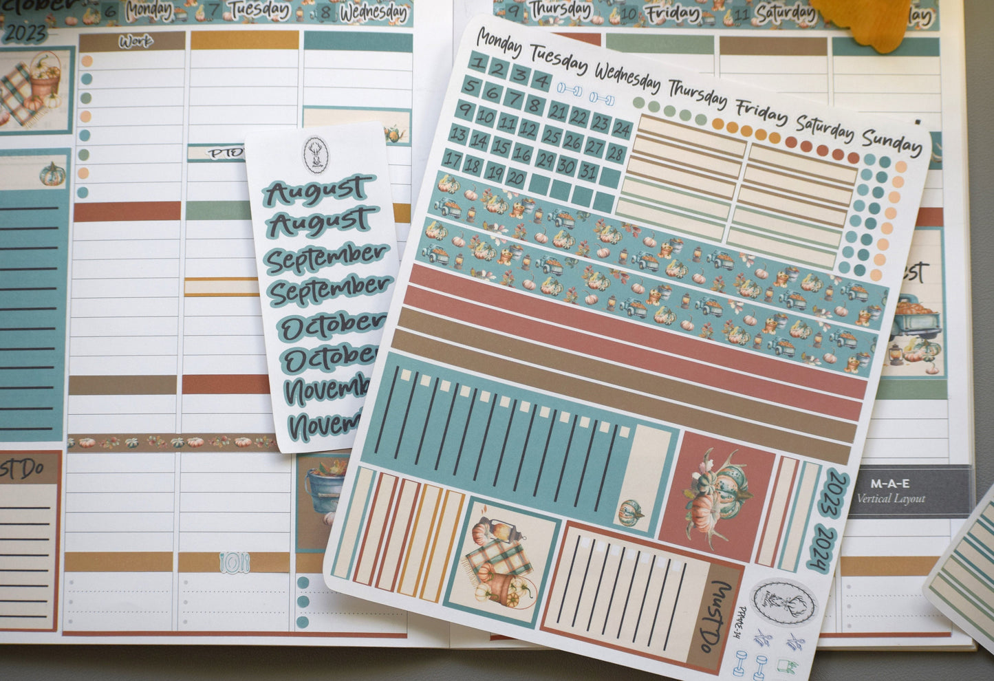 Plum Paper 7x9 MAE Weekly Planner Sticker Kit, #14 Autumn Blue Truck