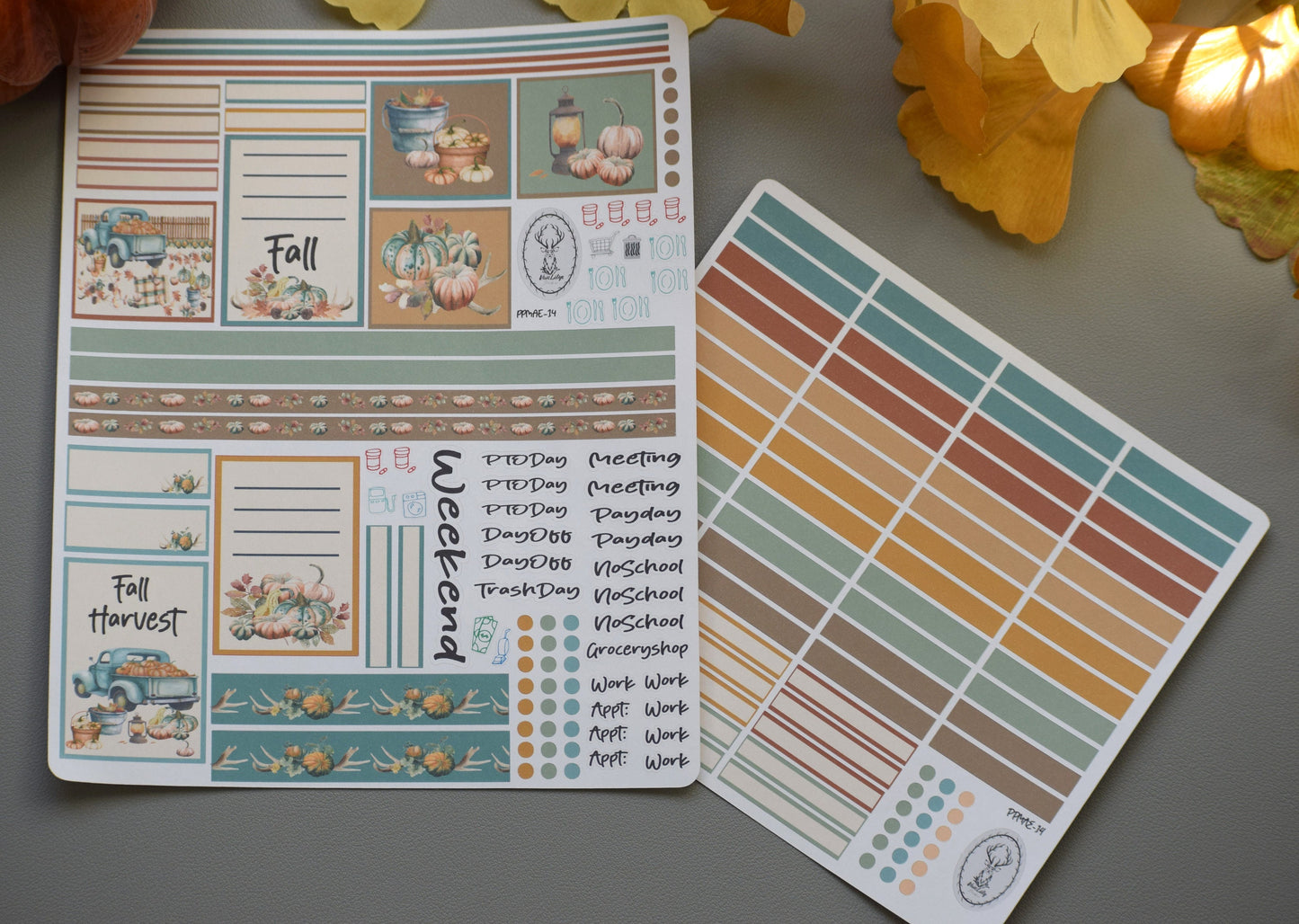 Plum Paper 7x9 MAE Weekly Planner Sticker Kit, #14 Autumn Blue Truck