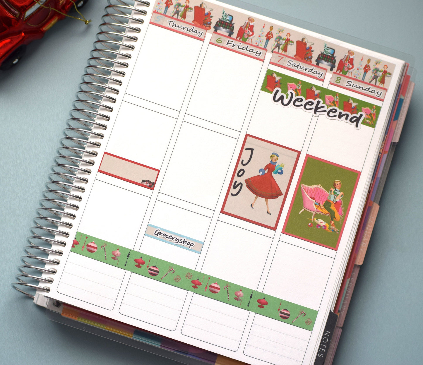 Weekly Planner Sticker Kit, #15 Retro Christmas