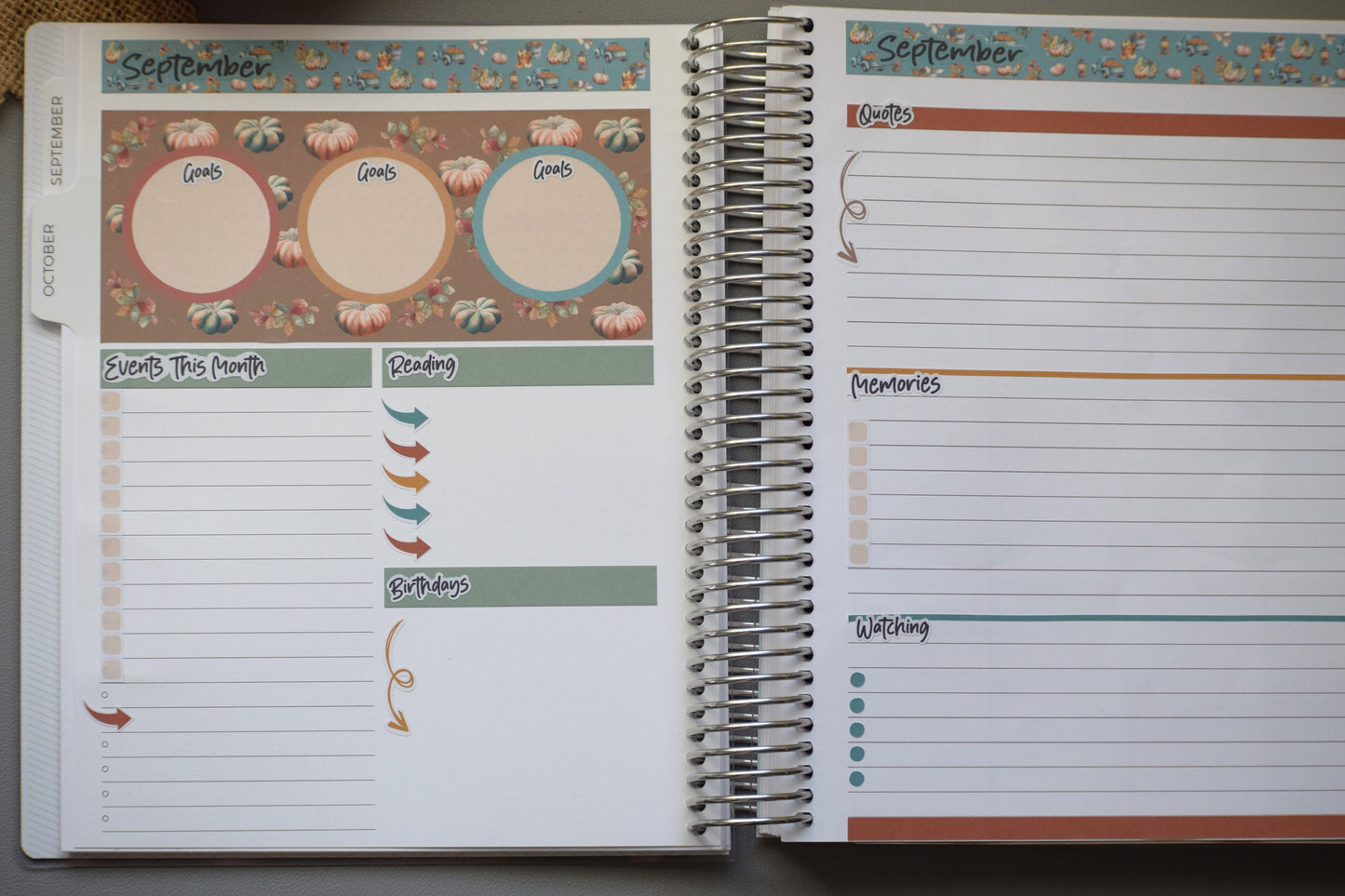 Plum Paper 7x9 Monthly Dashboard Planner Stickers, #14 Autumn Blue Truck