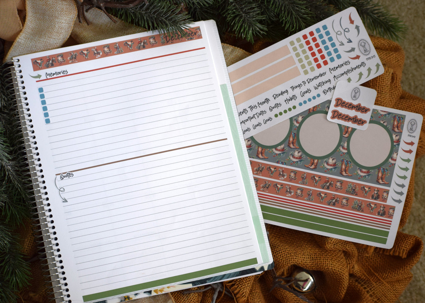 Plum Paper 8.5x11 Monthly Dashboard Planner Stickers #16 Western Santa