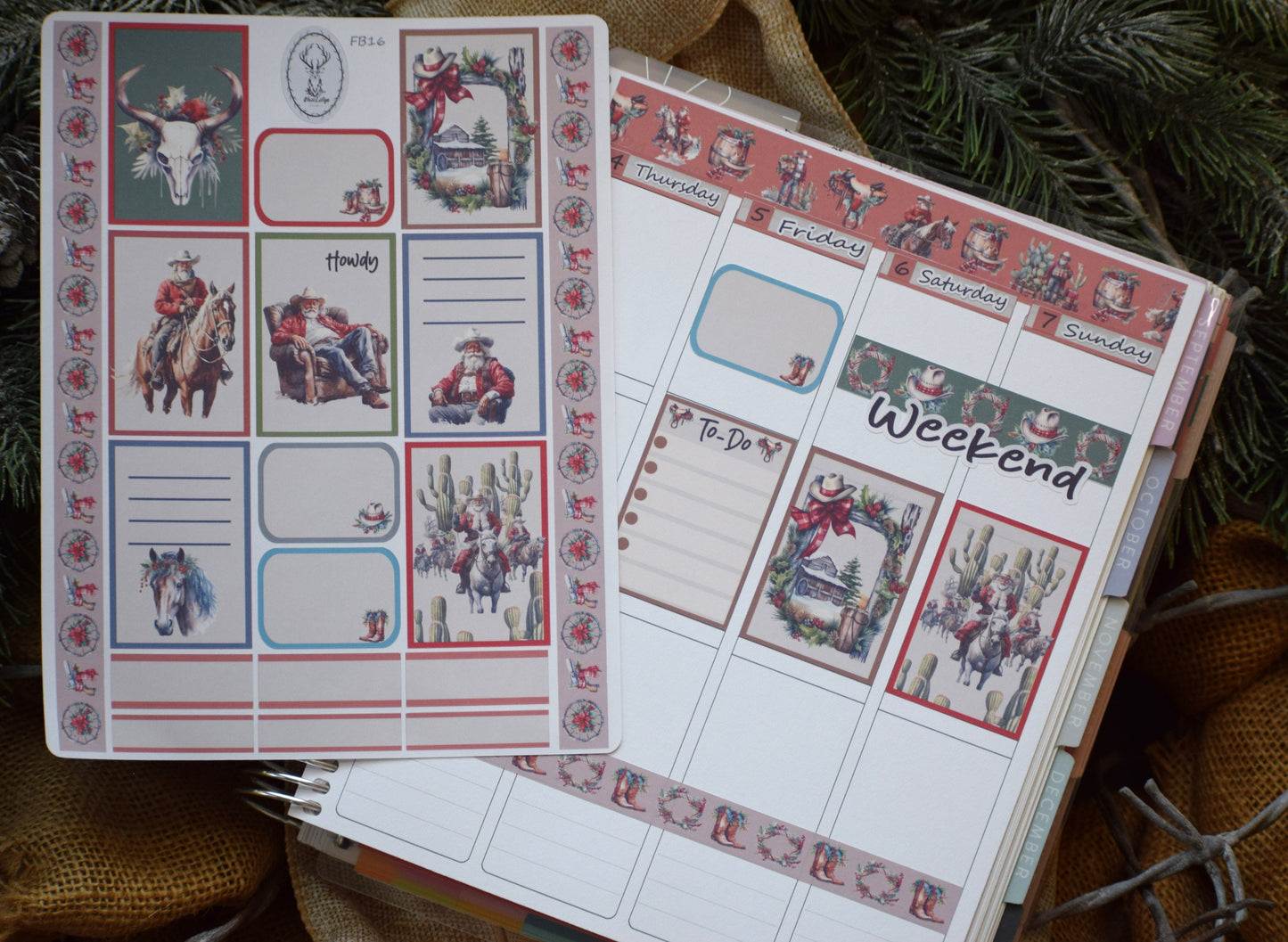 Weekly Planner Sticker Kit #16, Western Santa