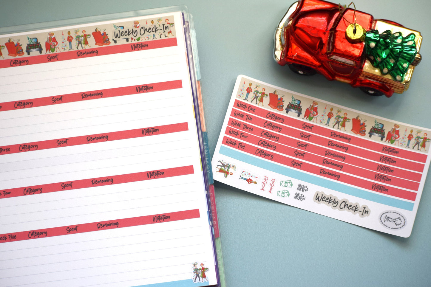 Budget Sticker Kit, Retro Christmas