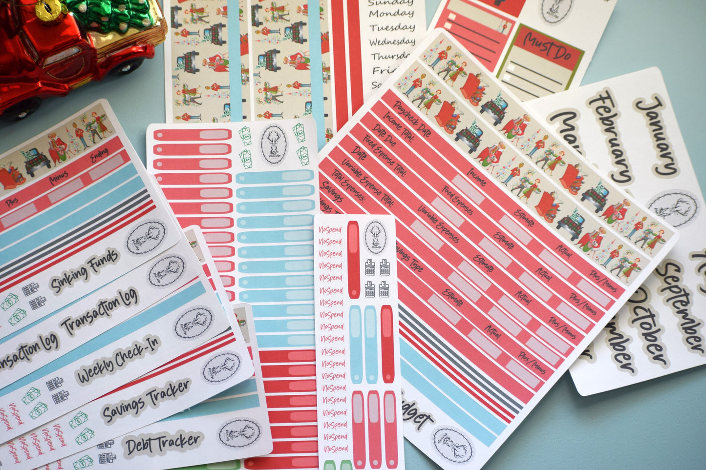 Budget Sticker Kit, Retro Christmas